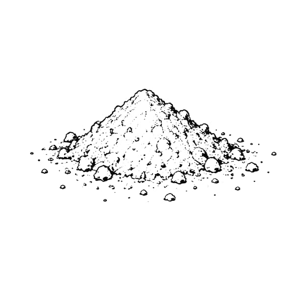 Ink drawing of a small pile of powder